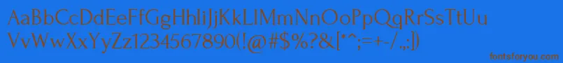 Forum Font – Brown Fonts on Blue Background
