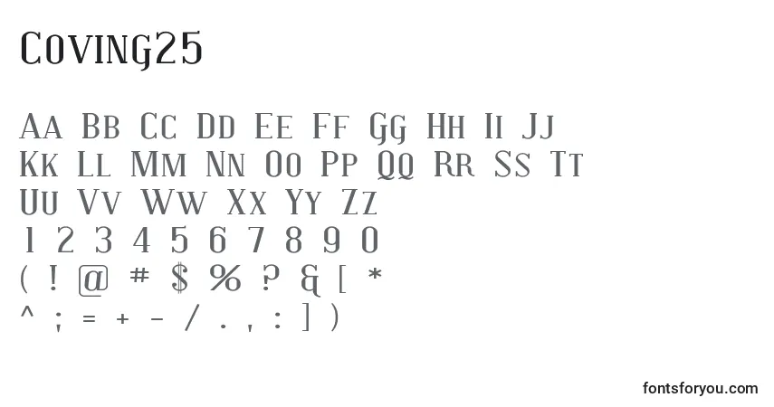 A fonte Coving25 – alfabeto, números, caracteres especiais