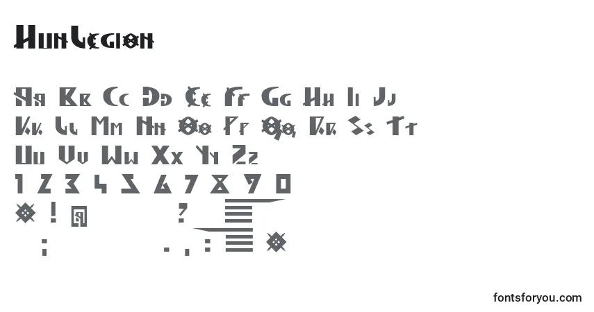 A fonte HunLegion – alfabeto, números, caracteres especiais