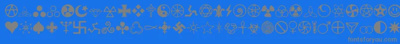 Weitere Informationen zur Zymbols-Schriftart Zymbols-Schriftart – Graue Schriften auf blauem Hintergrund