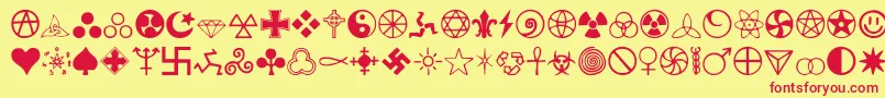 Zymbols Font – Red Fonts on Yellow Background