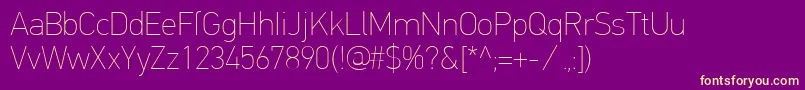 PfdintextproExtrathin Font – Yellow Fonts on Purple Background