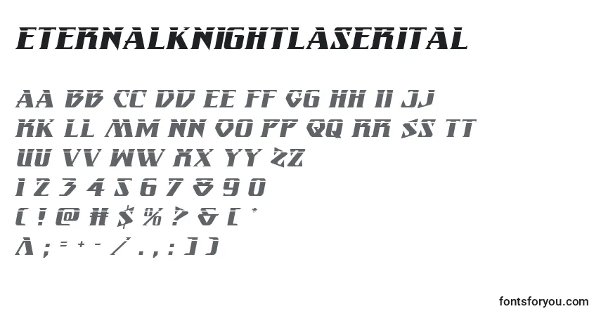 Шрифт Eternalknightlaserital – алфавит, цифры, специальные символы