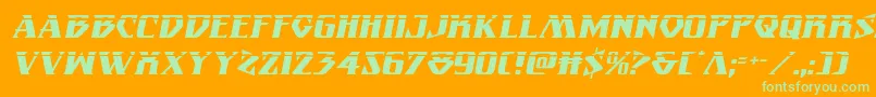 フォントEternalknightlaserital – オレンジの背景に緑のフォント