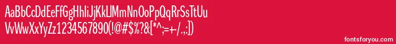 Dynagroteskrxc-fontti – valkoiset fontit punaisella taustalla