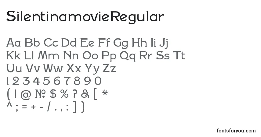 A fonte SilentinamovieRegular – alfabeto, números, caracteres especiais