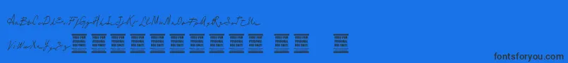 VtksLoungeSet-Schriftart – Schwarze Schriften auf blauem Hintergrund