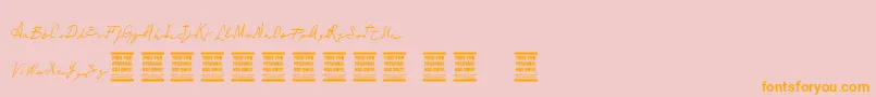 VtksLoungeSet-Schriftart – Orangefarbene Schriften auf rosa Hintergrund