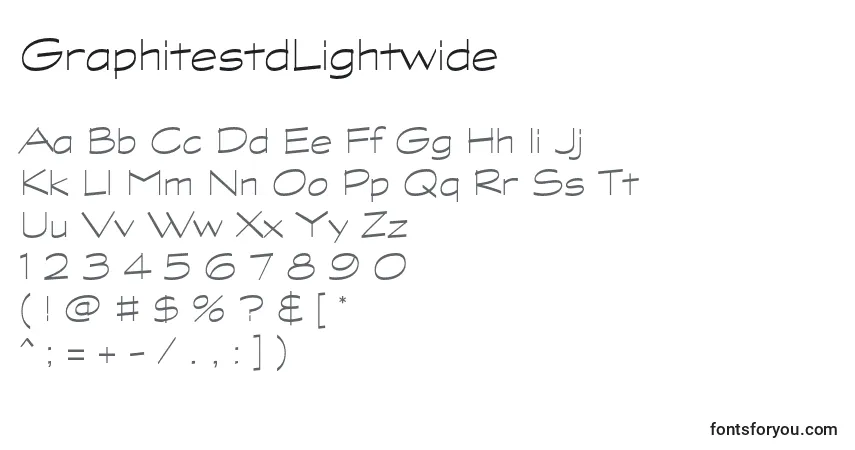 Czcionka GraphitestdLightwide – alfabet, cyfry, specjalne znaki
