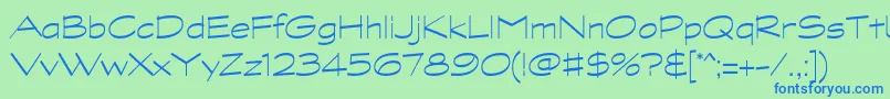 GraphitestdLightwide-fontti – siniset fontit vihreällä taustalla
