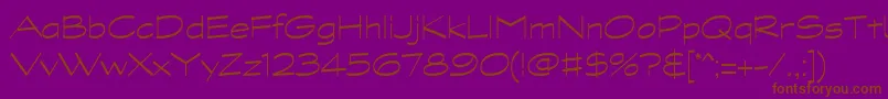 GraphitestdLightwide-Schriftart – Braune Schriften auf violettem Hintergrund