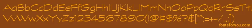 フォントGraphitestdLightwide – オレンジ色の文字が茶色の背景にあります。