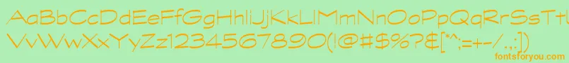 フォントGraphitestdLightwide – オレンジの文字が緑の背景にあります。