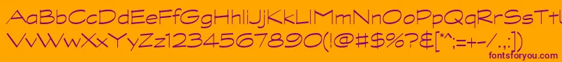 GraphitestdLightwide-Schriftart – Violette Schriften auf orangefarbenem Hintergrund