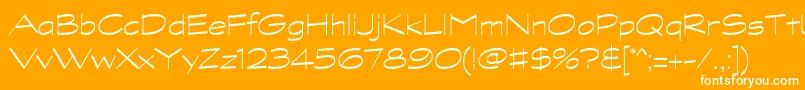GraphitestdLightwide-Schriftart – Weiße Schriften auf orangefarbenem Hintergrund