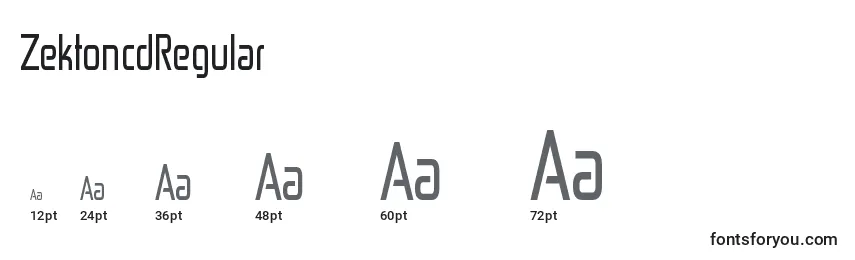Размеры шрифта ZektoncdRegular