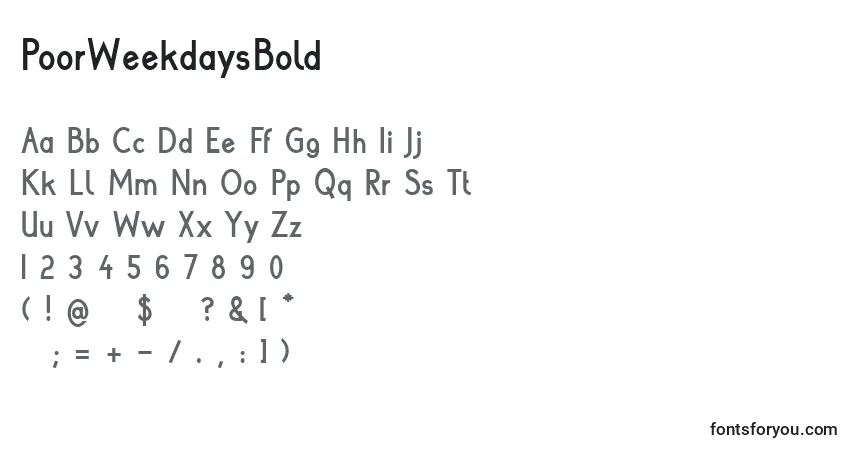 PoorWeekdaysBoldフォント–アルファベット、数字、特殊文字