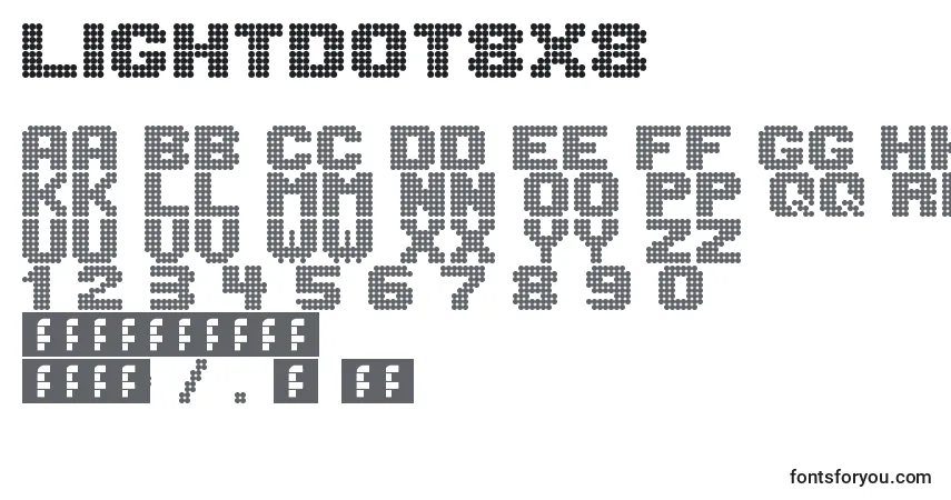 Lightdot8x8-fontti – aakkoset, numerot, erikoismerkit