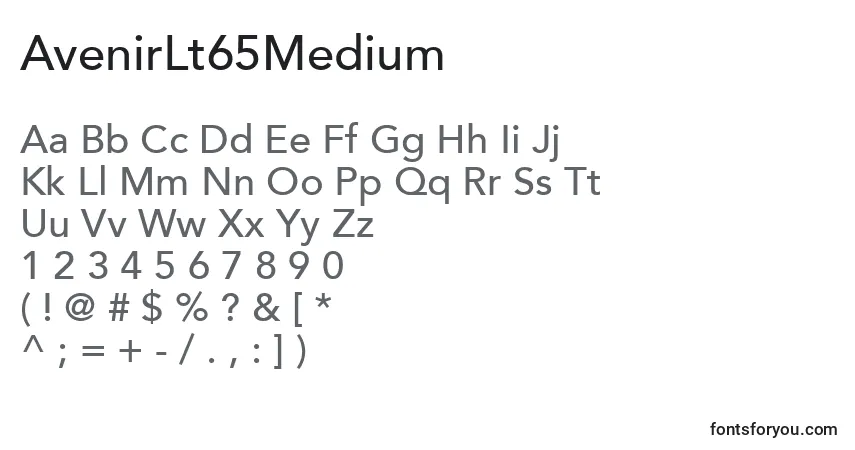 Czcionka AvenirLt65Medium – alfabet, cyfry, specjalne znaki