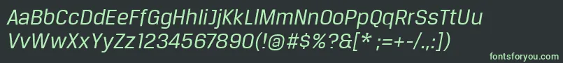 Fonte BreuertextItalic – fontes verdes em um fundo preto