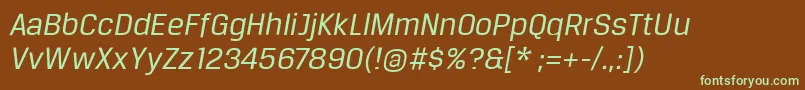 Fonte BreuertextItalic – fontes verdes em um fundo marrom