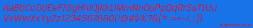 BreuertextItalic Font – Red Fonts on Blue Background