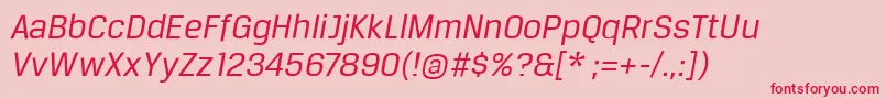 フォントBreuertextItalic – ピンクの背景に赤い文字