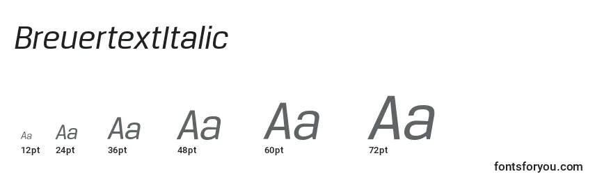 Размеры шрифта BreuertextItalic