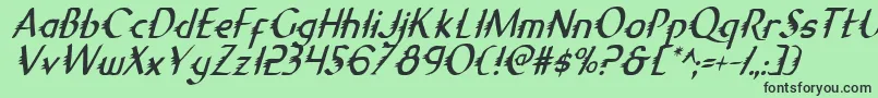 フォントGypsyRoadCondensedItalic – 緑の背景に黒い文字