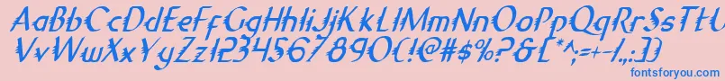 GypsyRoadCondensedItalic Font – Blue Fonts on Pink Background