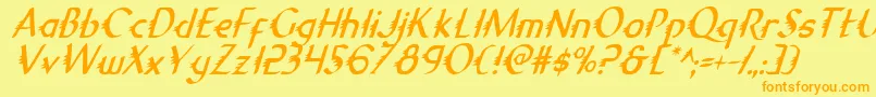 GypsyRoadCondensedItalic Font – Orange Fonts on Yellow Background