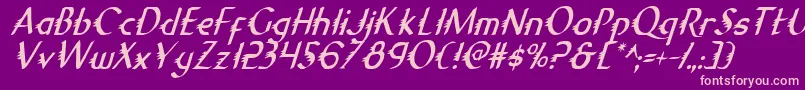 GypsyRoadCondensedItalic-Schriftart – Rosa Schriften auf violettem Hintergrund