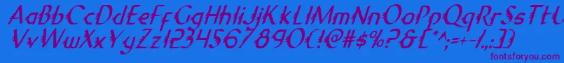 Шрифт GypsyRoadCondensedItalic – фиолетовые шрифты на синем фоне