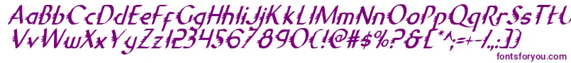 Шрифт GypsyRoadCondensedItalic – фиолетовые шрифты на белом фоне