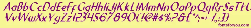 GypsyRoadCondensedItalic Font – Purple Fonts on Yellow Background