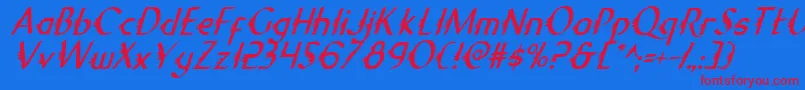 GypsyRoadCondensedItalic Font – Red Fonts on Blue Background