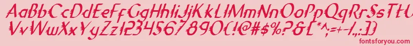 GypsyRoadCondensedItalic Font – Red Fonts on Pink Background