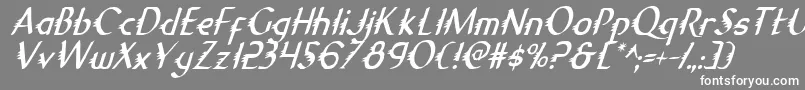GypsyRoadCondensedItalic-Schriftart – Weiße Schriften auf grauem Hintergrund