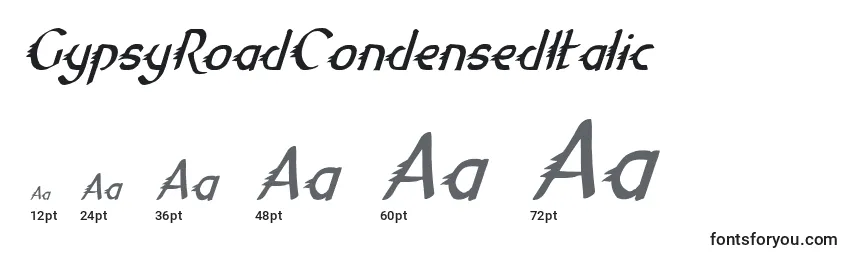 Размеры шрифта GypsyRoadCondensedItalic