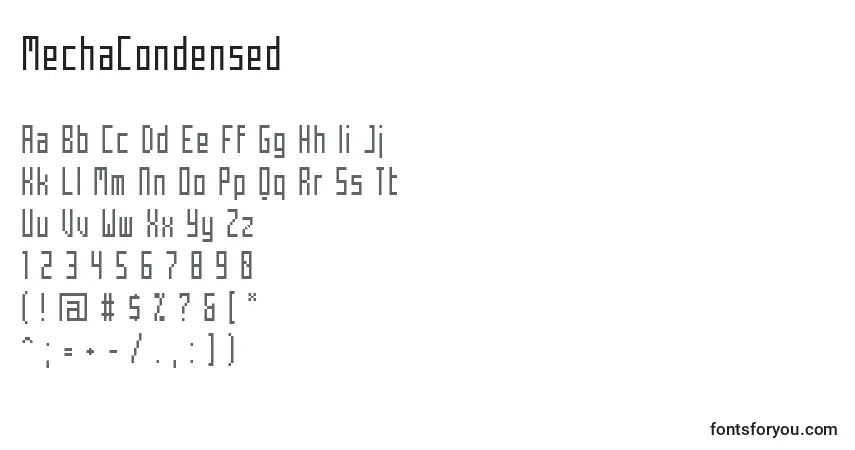A fonte MechaCondensed – alfabeto, números, caracteres especiais