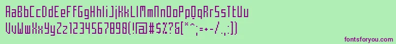 Czcionka MechaCondensed – fioletowe czcionki na zielonym tle