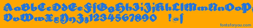 Bigella Font – Blue Fonts on Orange Background