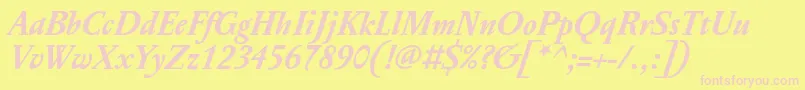 PentagrafOtBoldItalic Font – Pink Fonts on Yellow Background