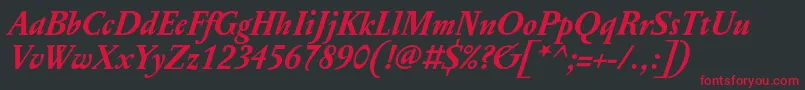 PentagrafOtBoldItalic Font – Red Fonts on Black Background