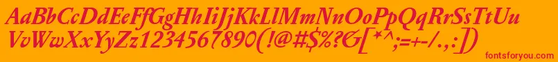 PentagrafOtBoldItalic Font – Red Fonts on Orange Background