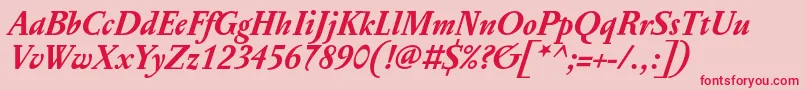 PentagrafOtBoldItalic Font – Red Fonts on Pink Background