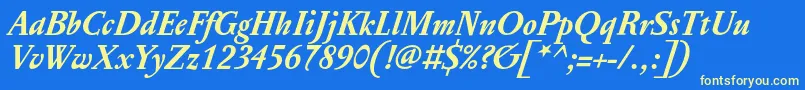 PentagrafOtBoldItalic Font – Yellow Fonts on Blue Background