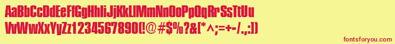 PlakettefourRegular Font – Red Fonts on Yellow Background