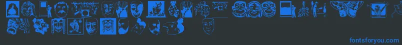 Dramaandcoフォントについての詳細 フォントDramaandco – 黒い背景に青い文字