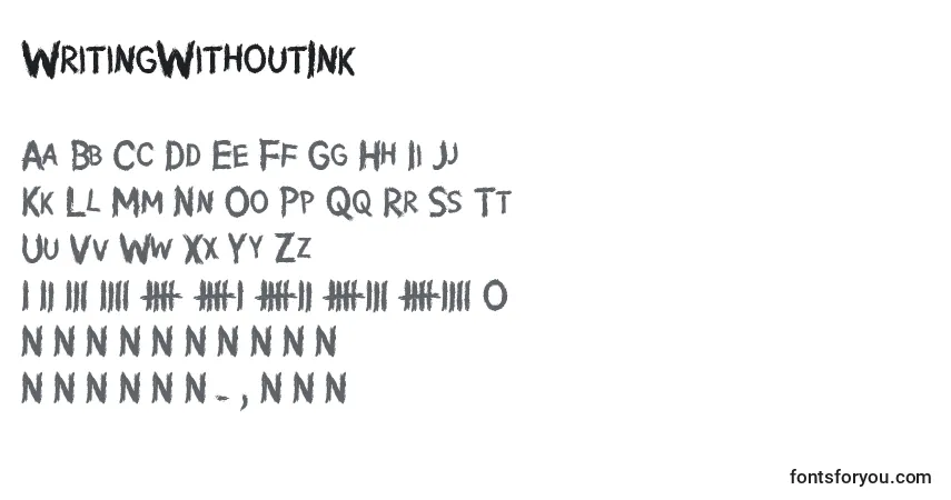 A fonte WritingWithoutInk – alfabeto, números, caracteres especiais